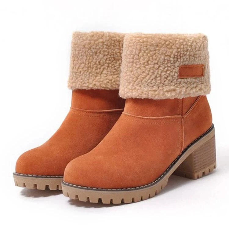 Women Suede Warm Lining Platform Snow Ankle Boots