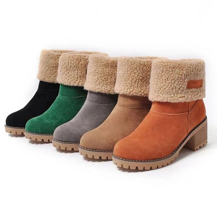 Women Suede Warm Lining Platform Snow Ankle Boots