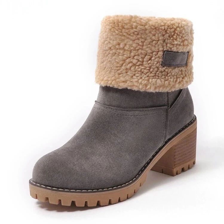 Women Suede Warm Lining Platform Snow Ankle Boots