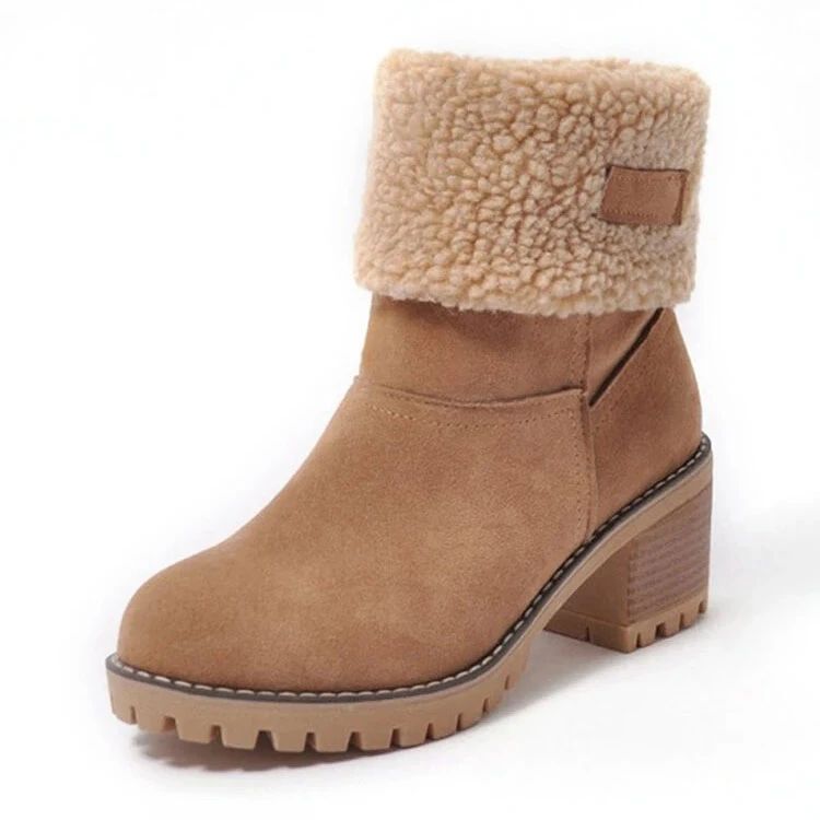 Women Suede Warm Lining Platform Snow Ankle Boots