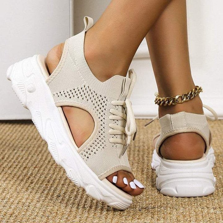 Footcare—Women's Casual Knit Hollow-out Slip On Sandals