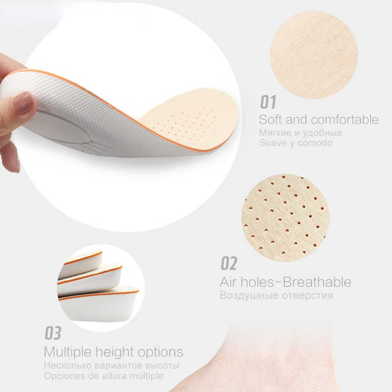 1.5/2.5/3.5cm Height Increase Insole For Shoes Women Man Height Increasing Shoes Inserts Care Foot Pads Comfortable Soles