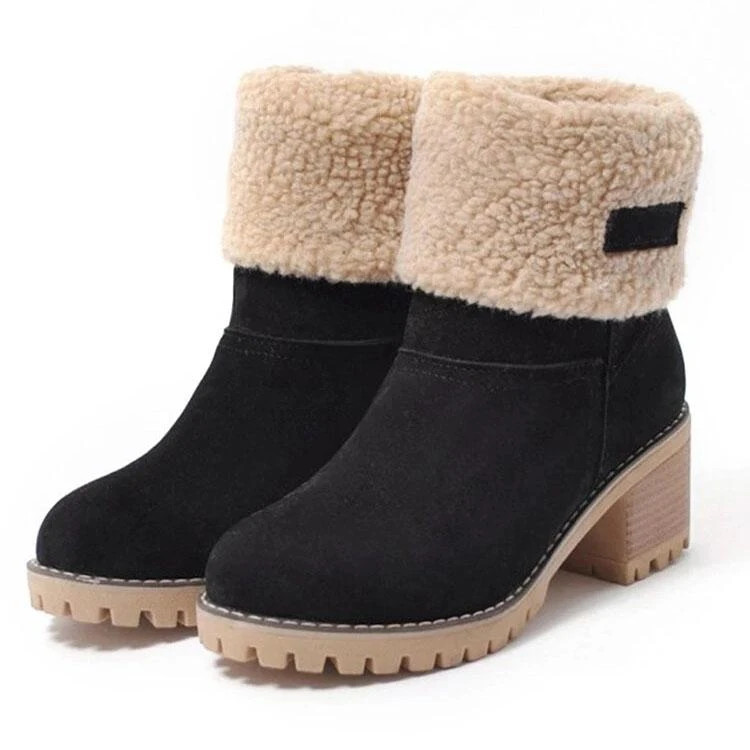 Women Suede Warm Lining Platform Snow Ankle Boots