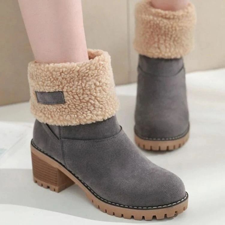 Women Suede Warm Lining Platform Snow Ankle Boots