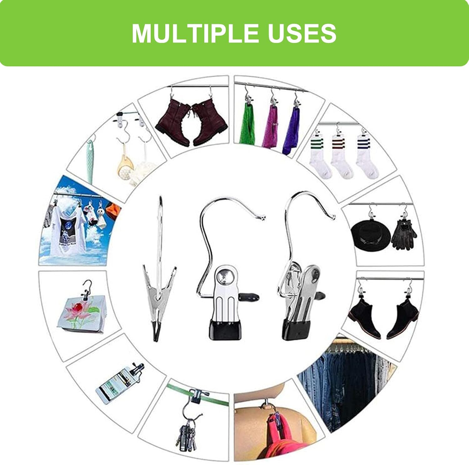 Multifunctional hook hanger clip