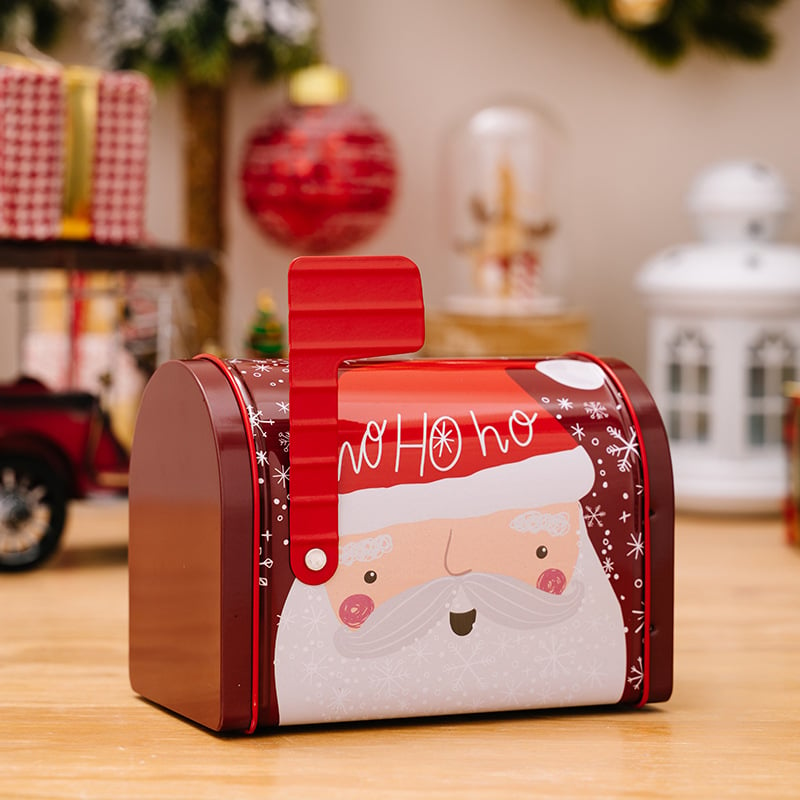 Decor Christmas Cookie Tins Tinplate Candy Boxes Empty Tins Xmas Reindeer Gift Box Cookie Container Biscuits Treat Boxes Chocolate Snacks Box Candy Jar