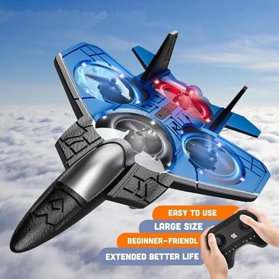 🎉🎉RC Stunt Fighter Jet Toy for Kids with 360° Flips & LED Lights