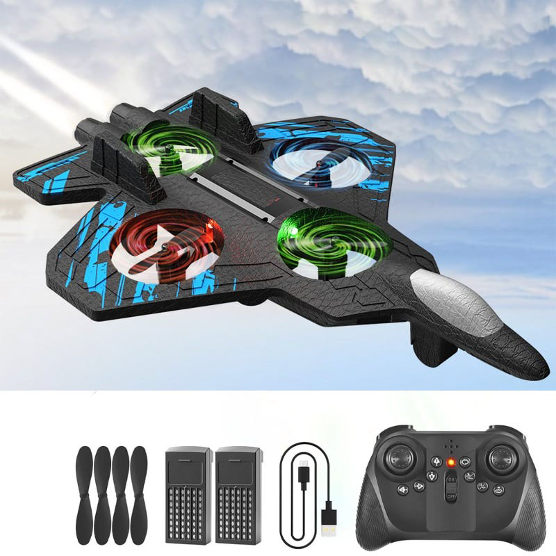 🎉🎉RC Stunt Fighter Jet Toy for Kids with 360° Flips & LED Lights