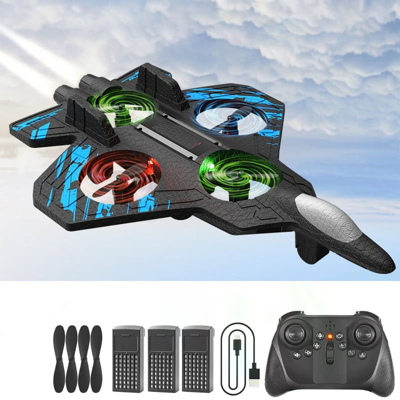 🎉🎉RC Stunt Fighter Jet Toy for Kids with 360° Flips & LED Lights