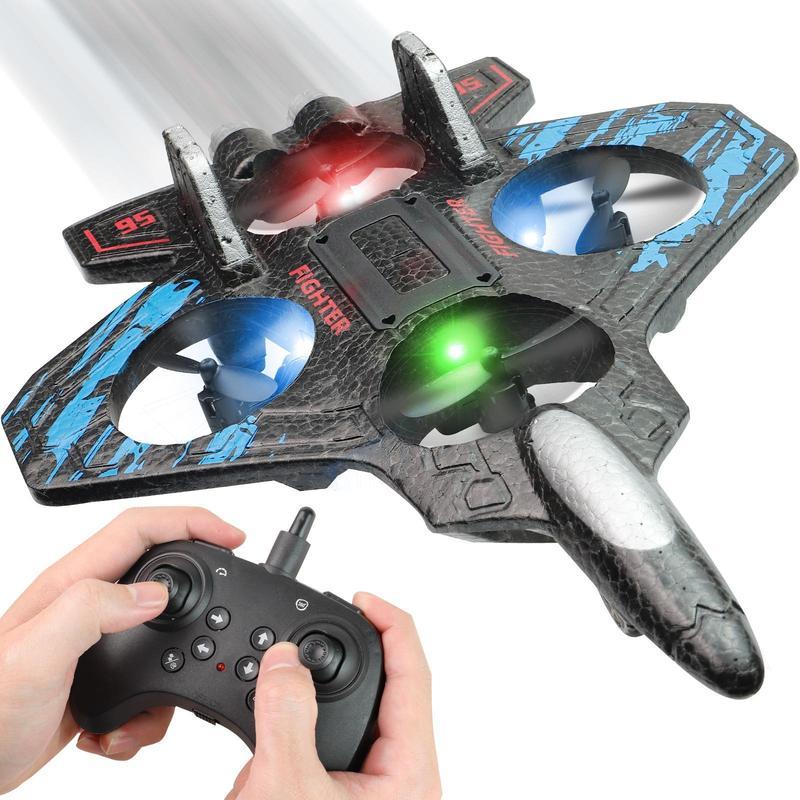 🎉🎉RC Stunt Fighter Jet Toy for Kids with 360° Flips & LED Lights