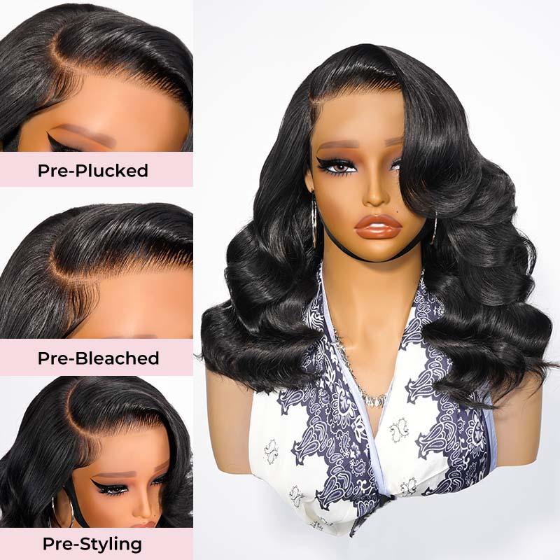 🔥Final 3 Hours: 70%OFF🔥 Density Side Part Glueless LayerCut Wig 6x8 Lace Closure Wig Body Wave Pre Cut Pre Bleached Ready Go Wigs