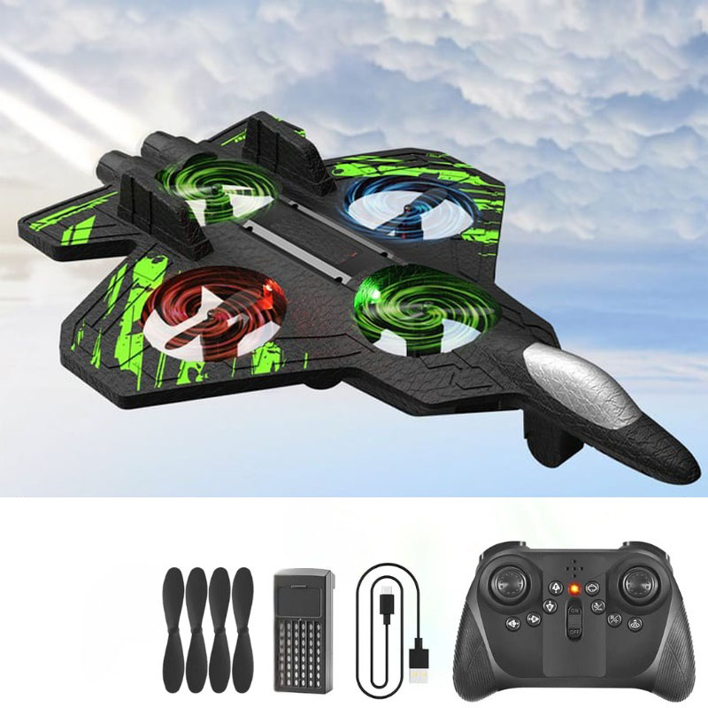 🎉🎉RC Stunt Fighter Jet Toy for Kids with 360° Flips & LED Lights