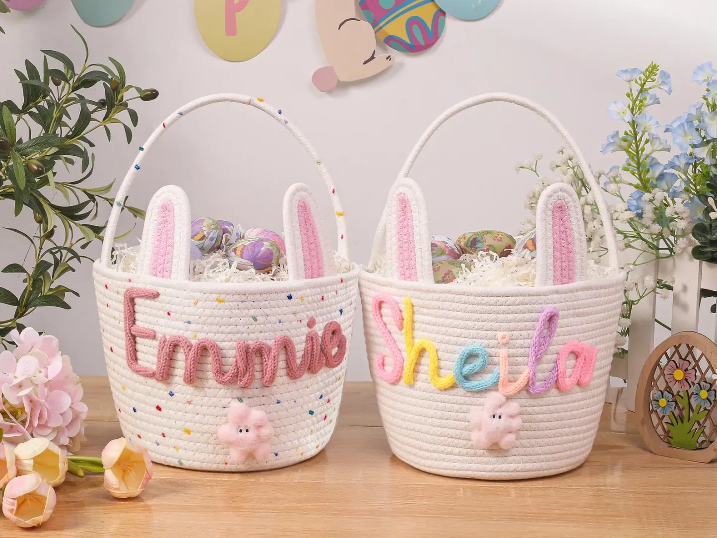Personalized Easter Bunny Basket with name