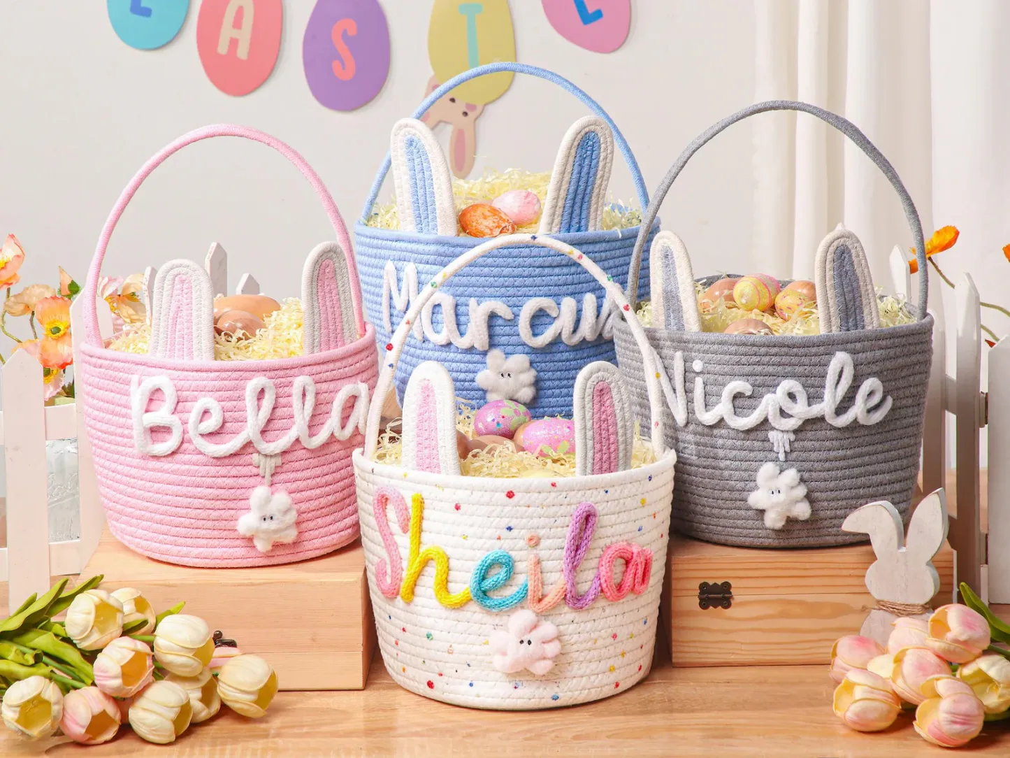 Personalized Easter Bunny Basket with name