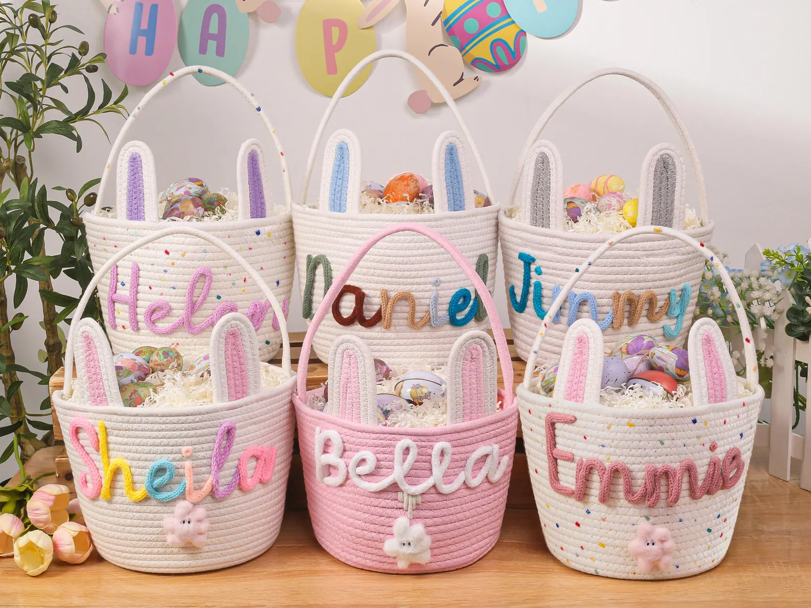 Personalized Easter Bunny Basket with name