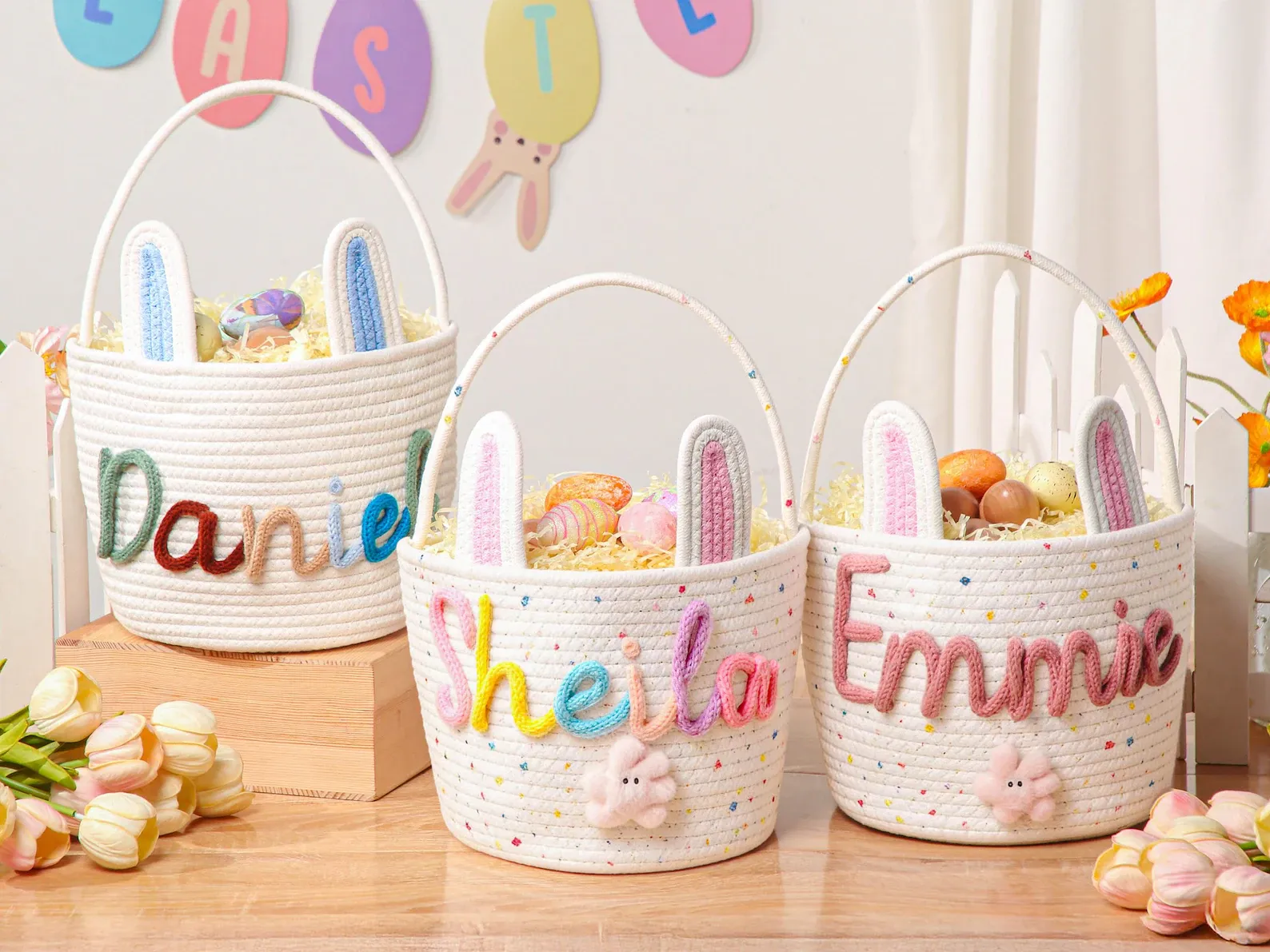 Personalized Easter Bunny Basket with name