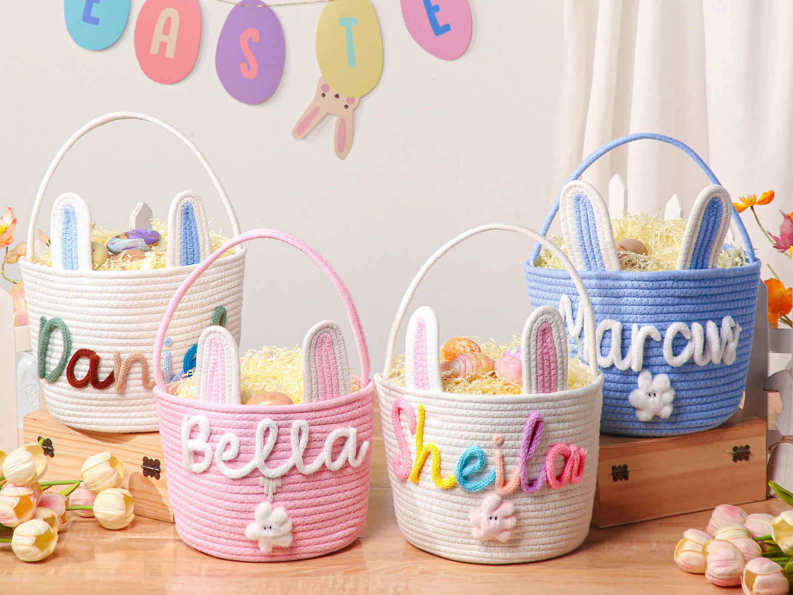 Personalized Easter Bunny Basket with name