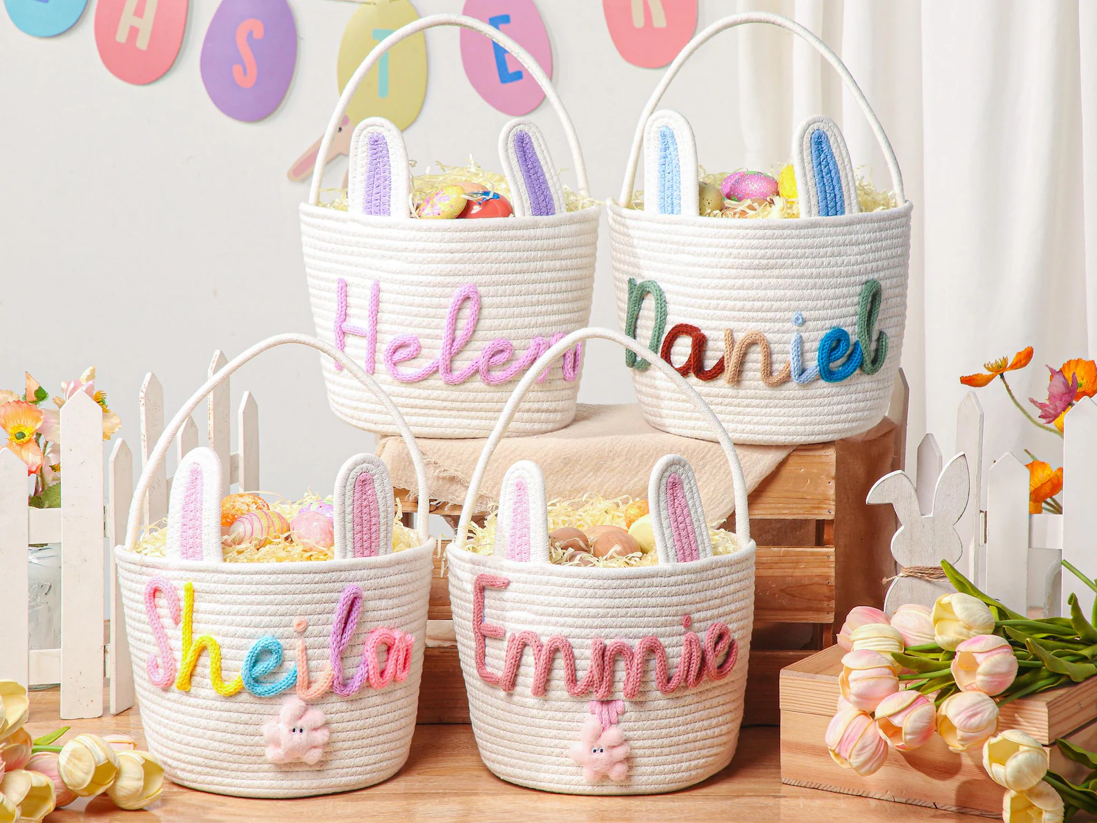 Personalized Easter Bunny Basket with name