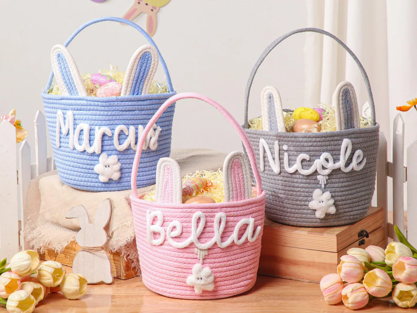 Personalized Easter Bunny Basket with name
