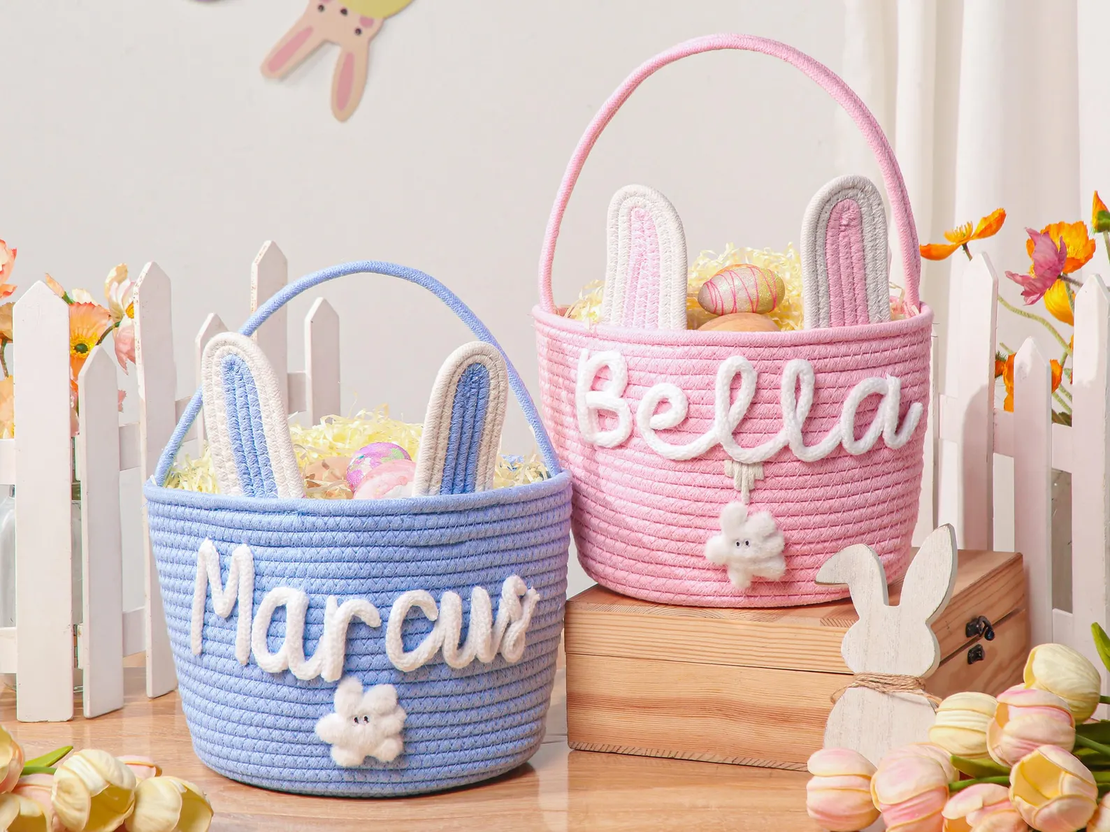 Personalized Easter Bunny Basket with name