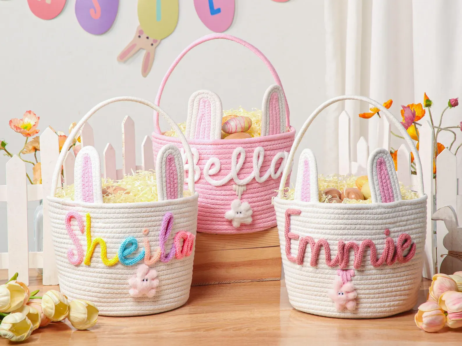 Personalized Easter Bunny Basket with name