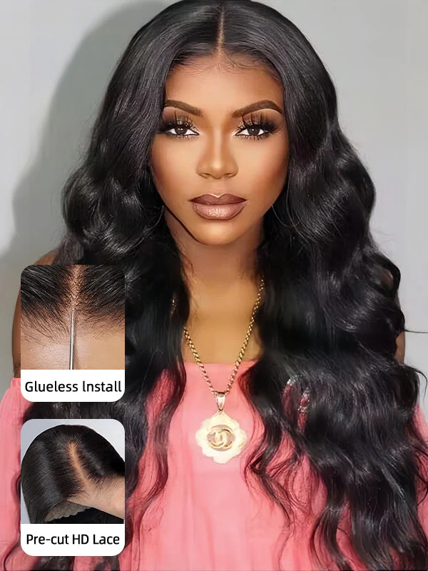 🔥Final 3 Hours: 70%OFF🔥 Density Side Part Glueless LayerCut Wig 6x8 Lace Closure Wig Body Wave Pre Cut Pre Bleached Ready Go Wigs