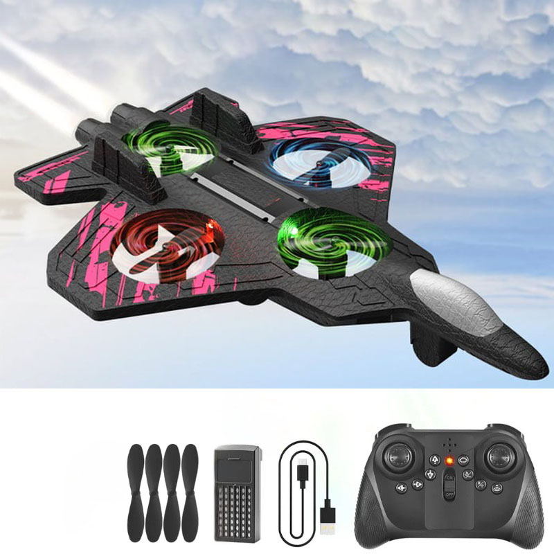 🎉🎉RC Stunt Fighter Jet Toy for Kids with 360° Flips & LED Lights