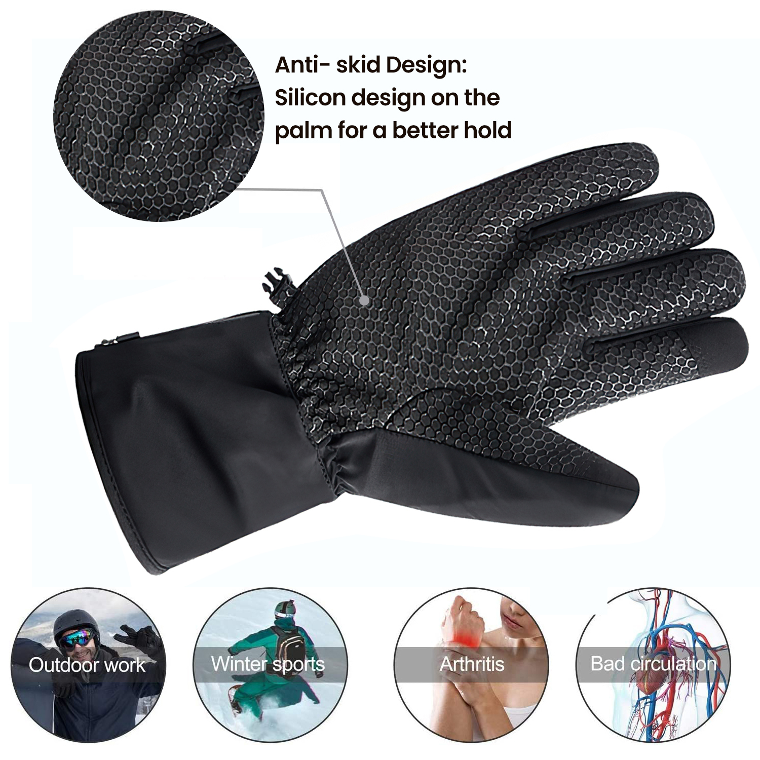 Rechargeable Battery Electric Heating Waterproof Glove For Riding Ski Snowboarding Hiking Cycling