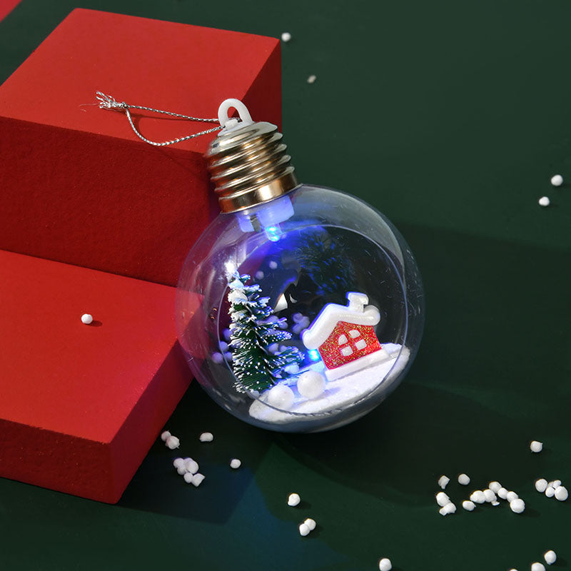 Snowman LED Bulb Light Christmas Tree Ball Ornaments, Set of 2