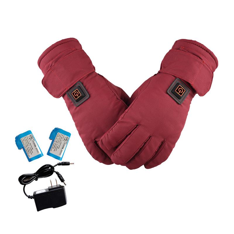 Red Rechargeable Heated Gloves Electric Battery Heated Gloves