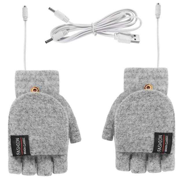 USB Electric Heated Gloves Mitten Winter Full And Half Finger Warmer Thermal Gloves