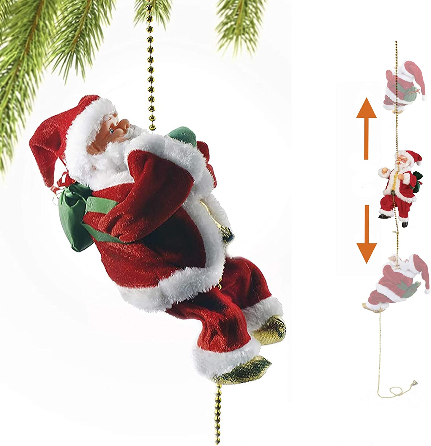 Electric Climbing Ladder Santa Claus Christmas Xmas Music Figurine Party Decor