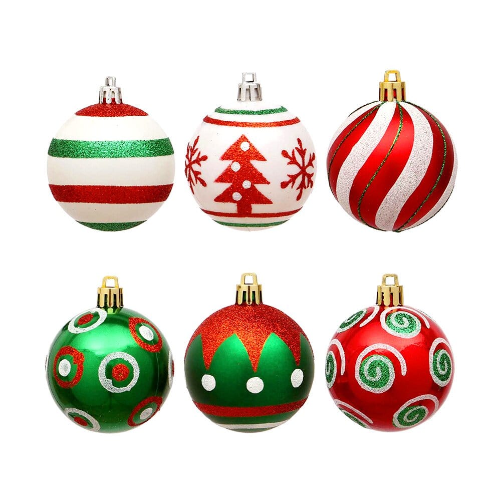 Traditional Painted Christmas Ball Ornaments For Xmas Tree Set Of 30