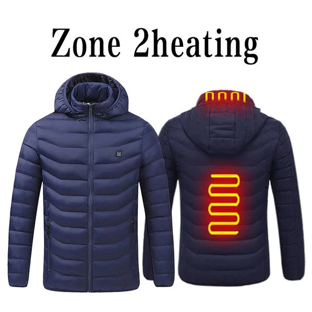 Winter Jacket Unisex Thermal Hooded Warm Heated Coat USB Power Heating