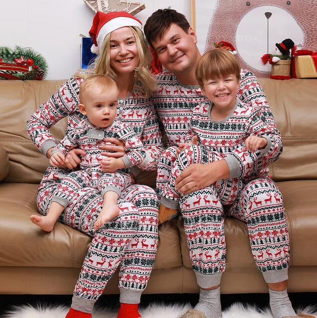 Matching Family Christmas Pajamas Two Pieces Sleepwear Reindeer Snowflake Print