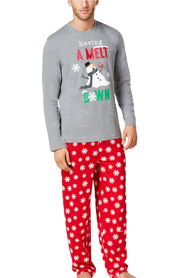 Christmas Matching Family Pajamas Snowman Snowflake Printed Loungewear