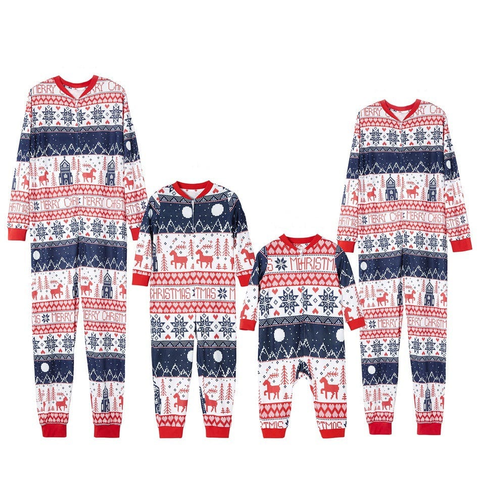 Snowflake Christmas Family Onesie Pajamas One-piece Sleepwear For Xmas