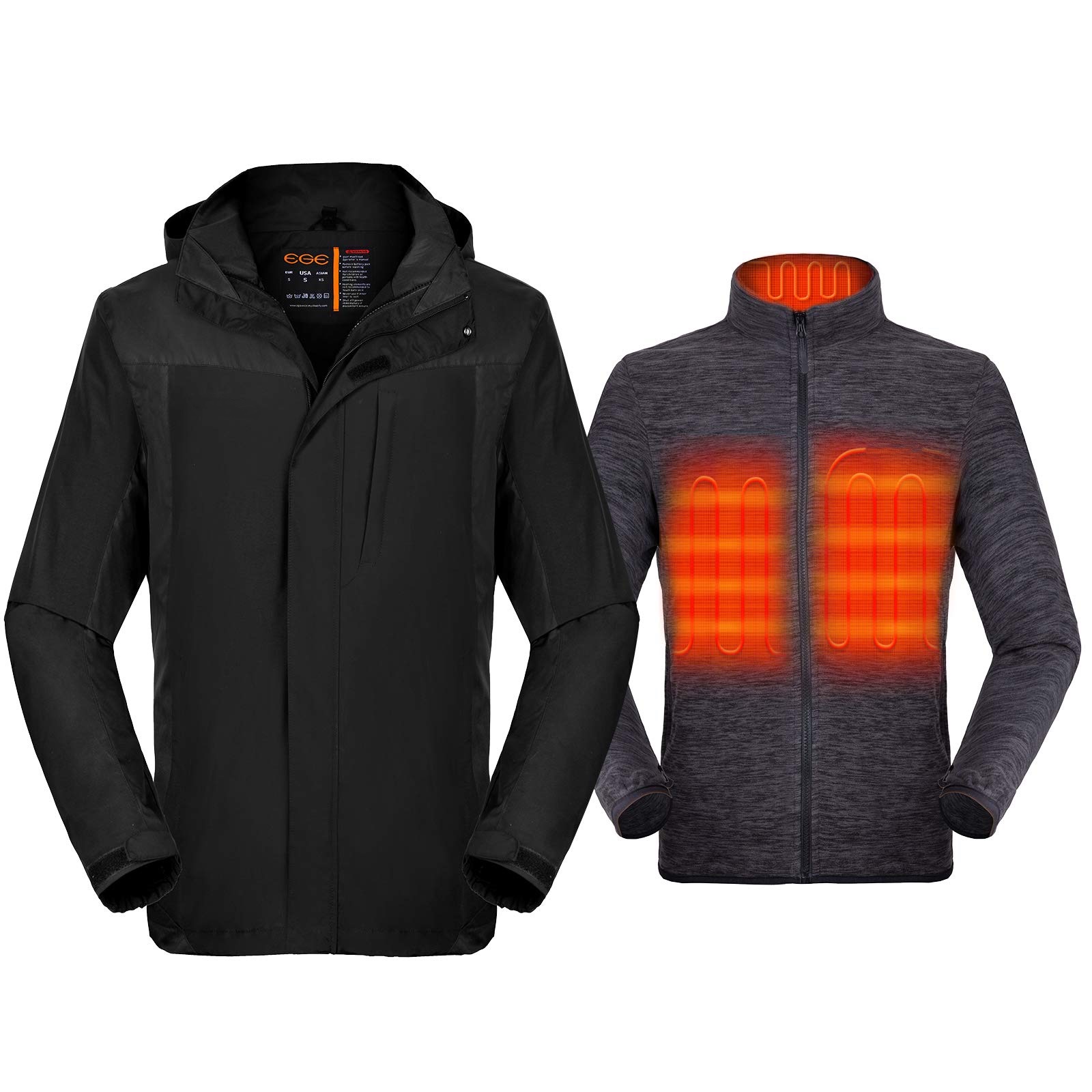 Men's 3-in-1 Heated Jacket with Battery Pack 5V