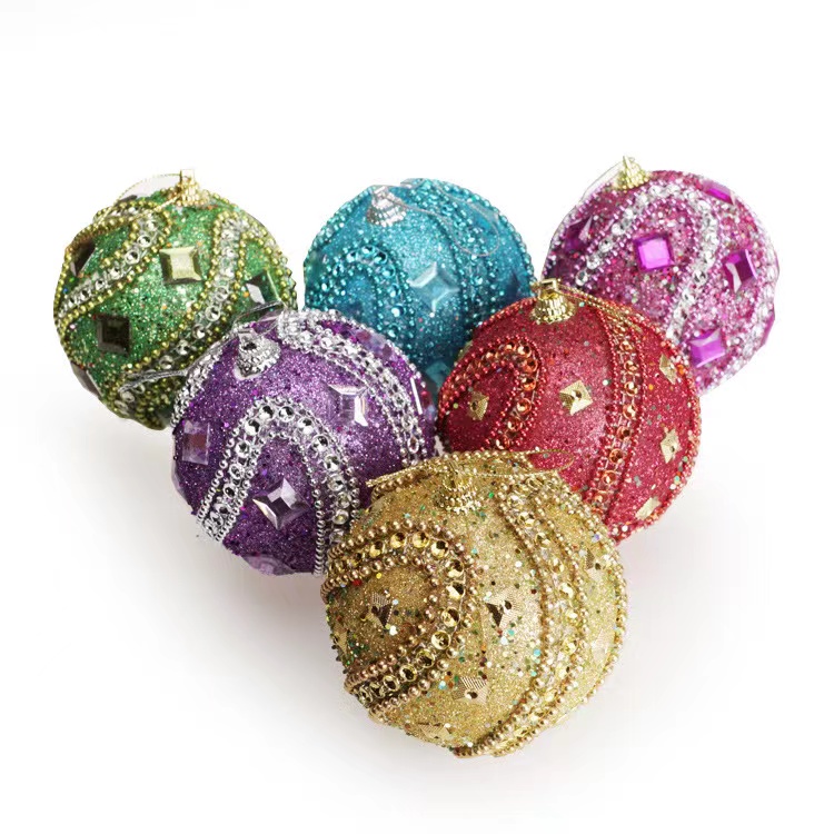 Christmas Rhinestone Glitter Baubles Balls Xmas Tree Ornament Decoration 8CM