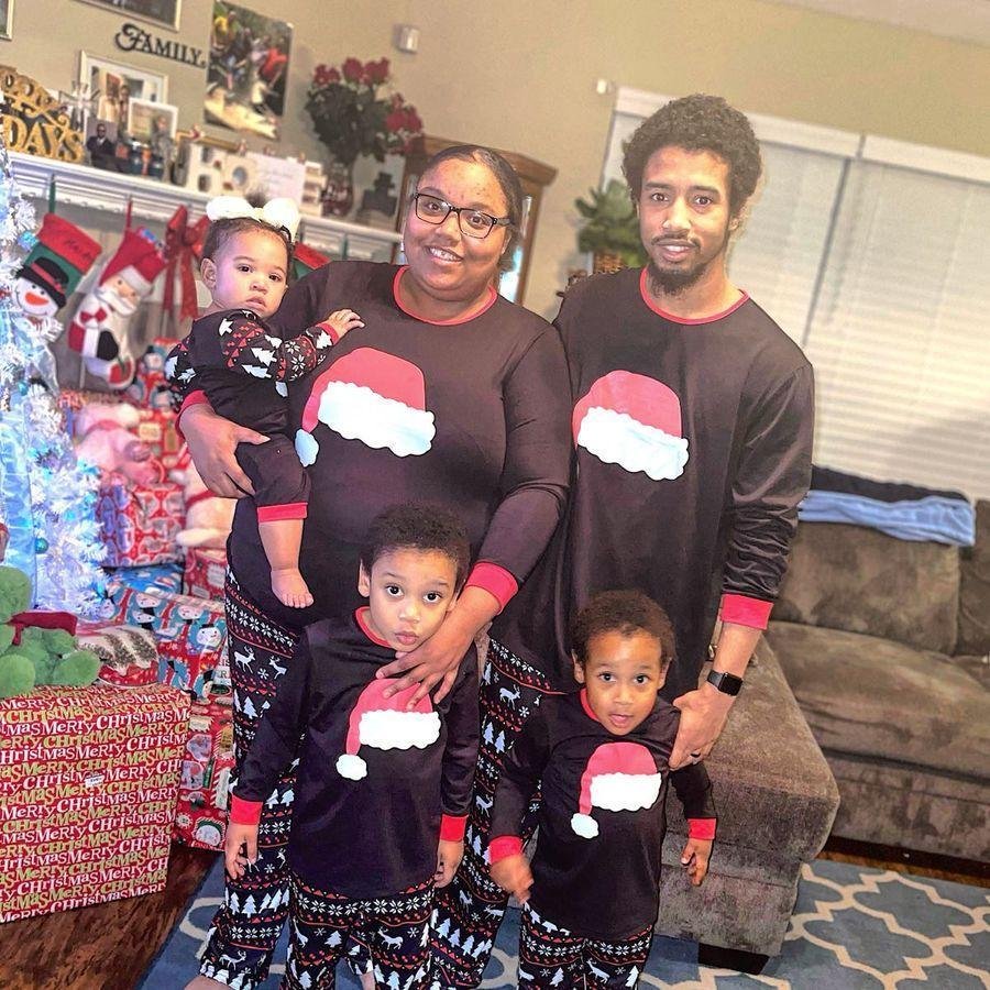 Plus Size Santa Hat Pattern Family Matching Pajamas Sets
