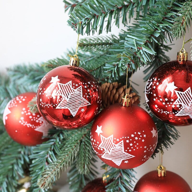 Star Pattern Hanging Decor Multi-use Christmas Style Plastic Ball