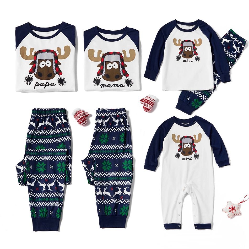 Plus Size Christmas Family Moose Print Matching Pajamas Sets