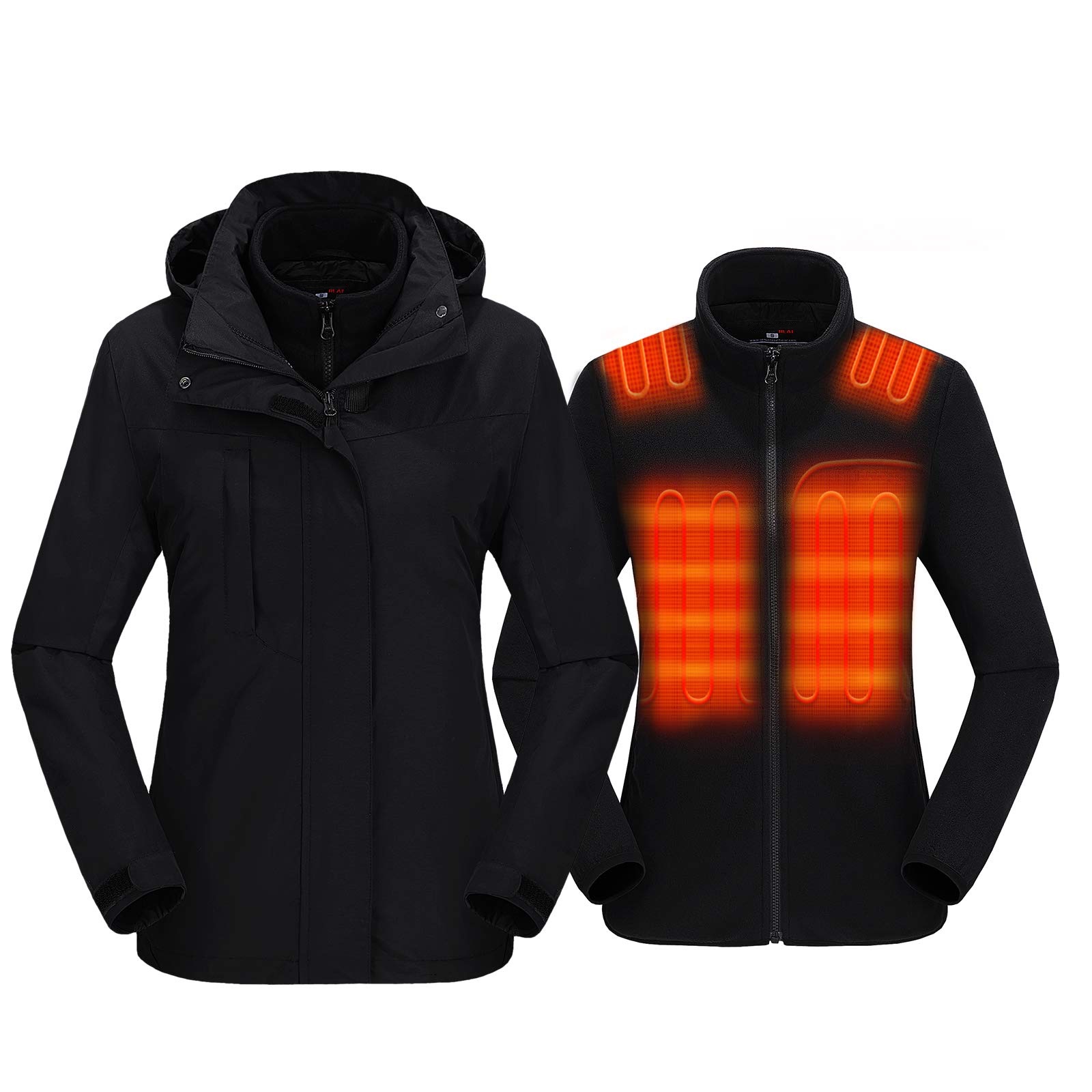 Women's 3-in-1 Heated Jacket with Battery Pack 5V Waterproof