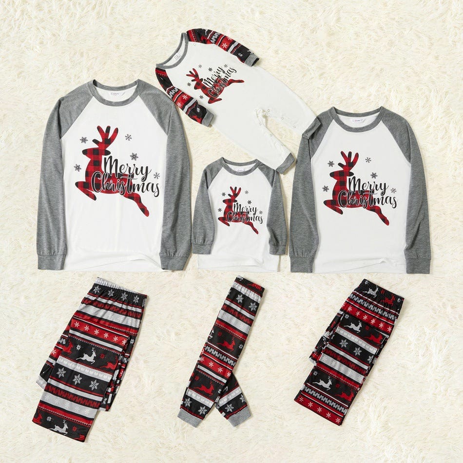 Reindeer Print Christmas Family Matching Pajamas Two Pieces Pjs Sets