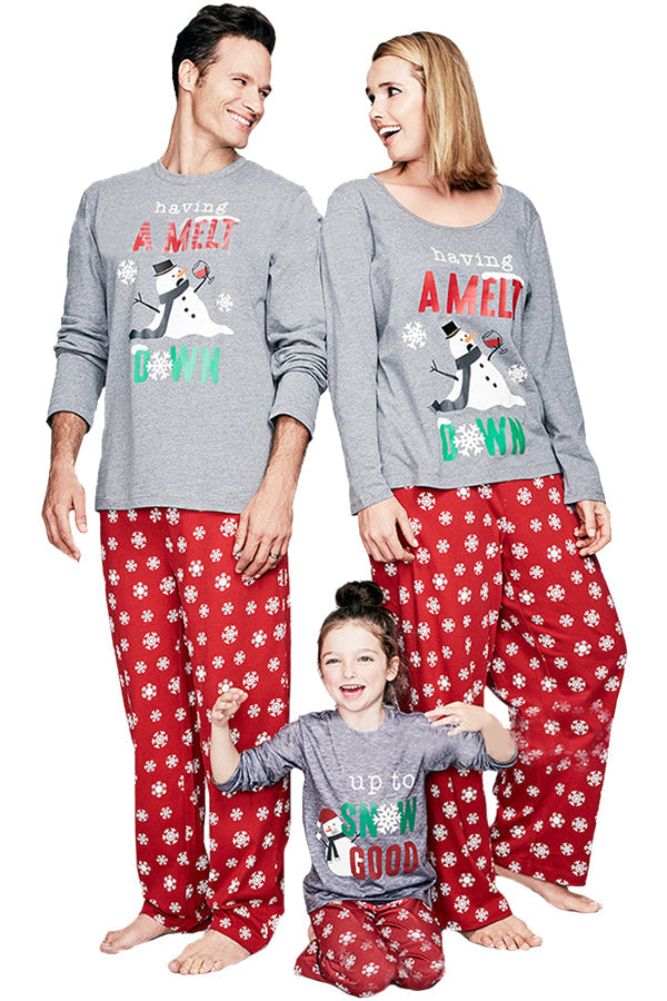 Christmas Matching Family Pajamas Snowman Snowflake Printed Loungewear
