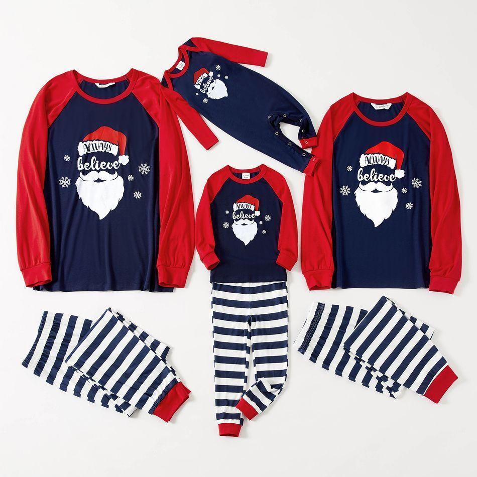 Plus Size Christmas Santa and Letter Print Family Matching Long-sleeve Pajamas Sets