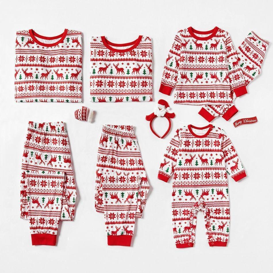 Plus Size Christmas Reindeer and Snowflake Patterned Family Matching Pajamas Sets