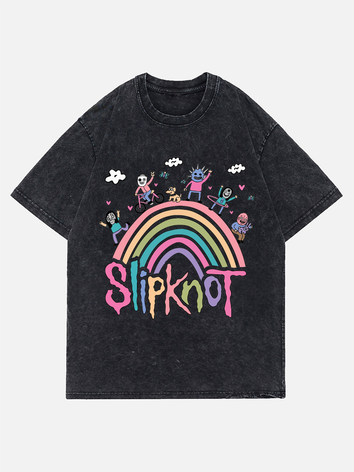 Slipknot Unisex Oversized Print Vintage Wash Denim T-Shirt