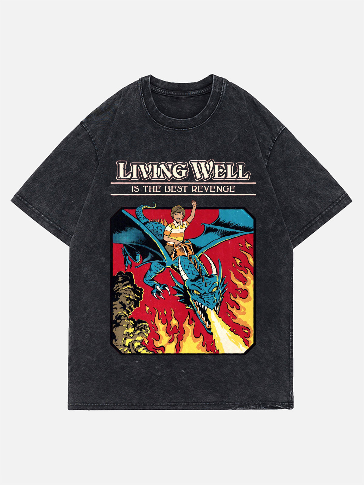 [Copy]Living Well Is The Best Revenge Wash Denim T-Shirt