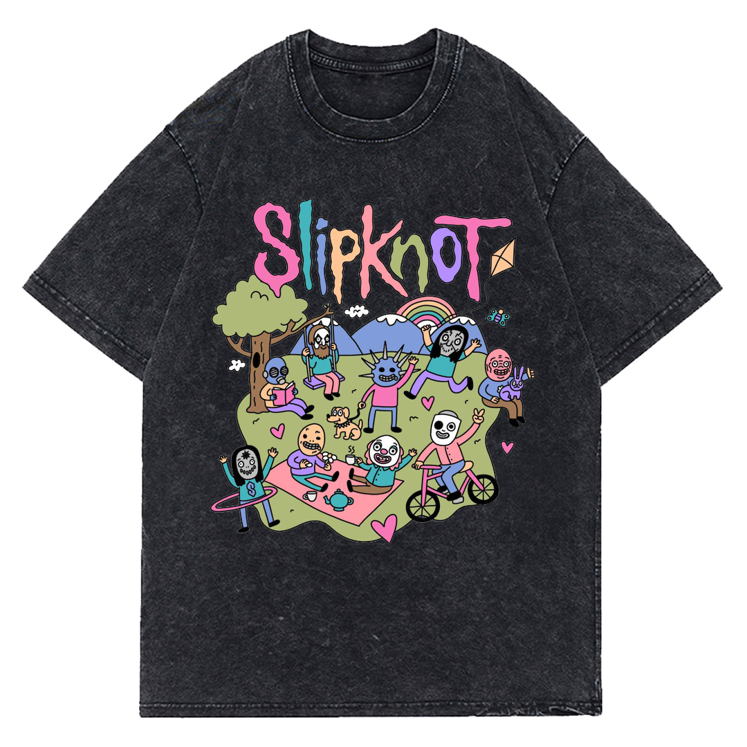 Tidense Slipknot Unisex Wash Denim T-Shirt